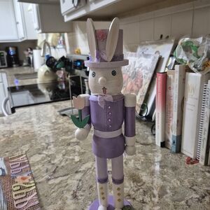 Lavender Bunny Nutcracker Figurine